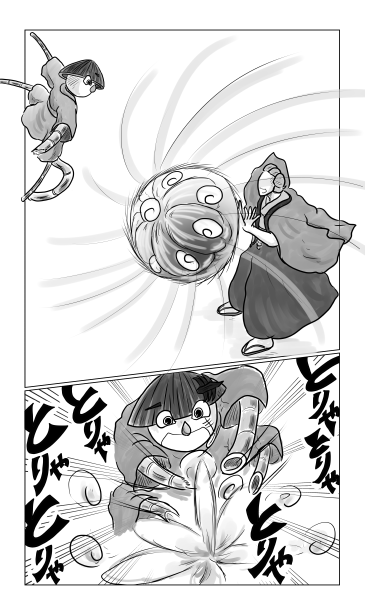 とんぼ対能面の男
